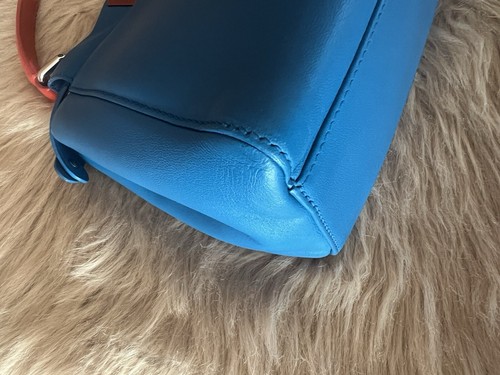 Authentic Fendi Mini Peekaboo Blue And Red Handbag Sling Bag Preloved - Picture 9 of 24