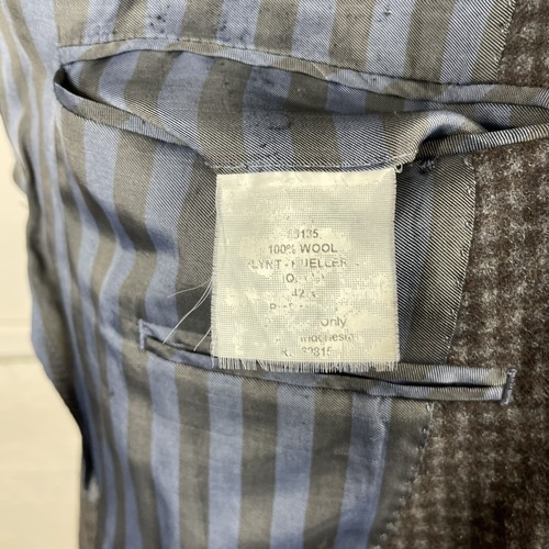 Flynt Sport Coat Mens 42R Brown Check Flannel Tweed Elbow Patches - Picture 11 of 12