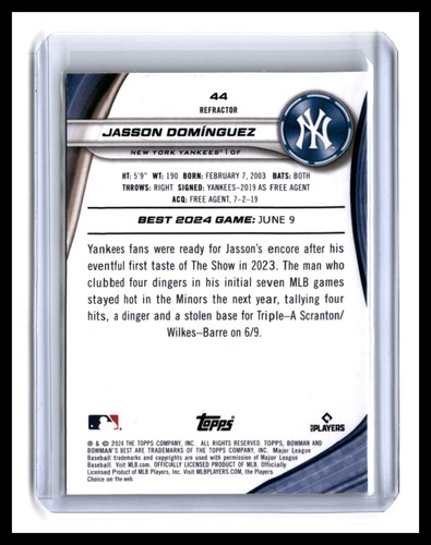 2024 Bowman's Best Jasson Domínguez #44 Refractor RC Yankees - Bild 2 von 2