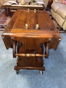 Vintage Drop Leaf's Tea/wine Bar Serving Cart with Tray & Mirror