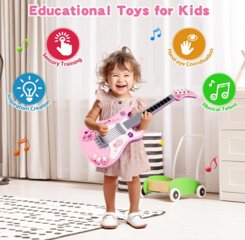 Guitarra para niños juguetes musicales guitarra para niños pequeños guitarra eléctrica - Imagen 2 de 6