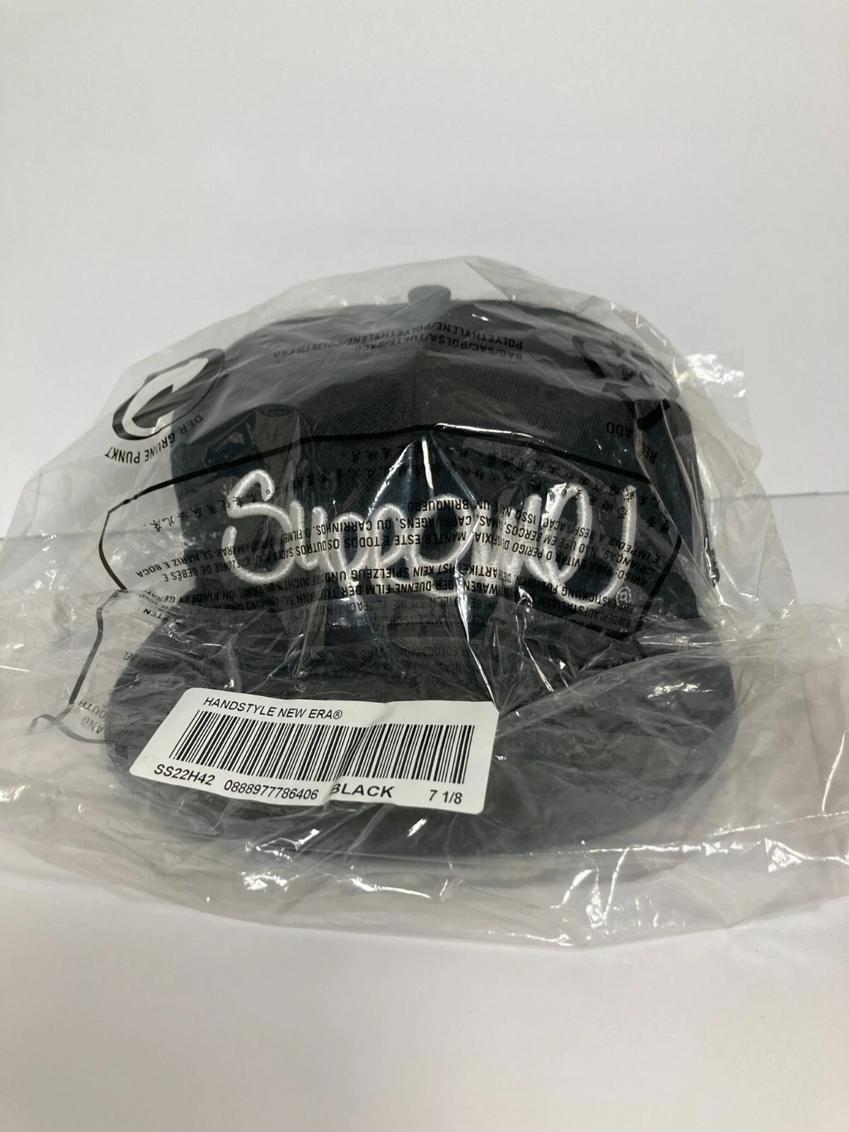 Chapeau Supreme Handstyle New Era taille 7 1/8 SS22 neuf dans son sac d'origine jamais ouvert