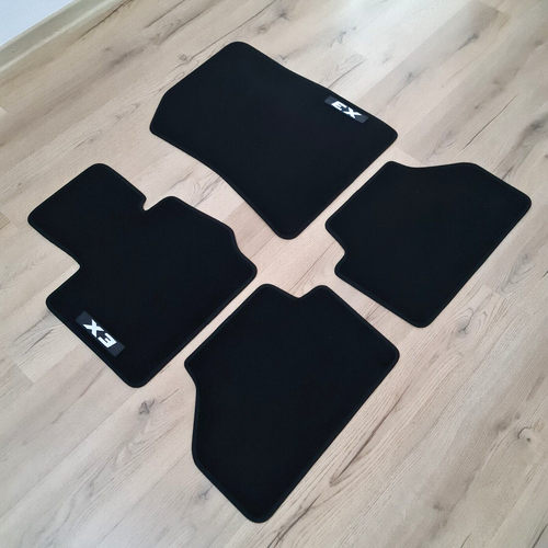 Rechtslenker für BMW X3 2010-2017 4tlg Auto Fußmatten Velours Teppiche Schwarz - Bild 6 von 9