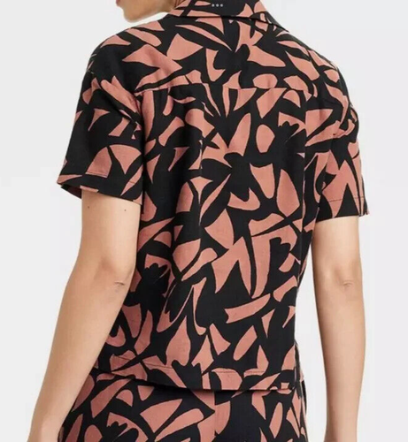 Damen Leinen Kurzarm Button-Down Camp Hemd - A New Day Floral Plus 4X - Bild 13 von 19