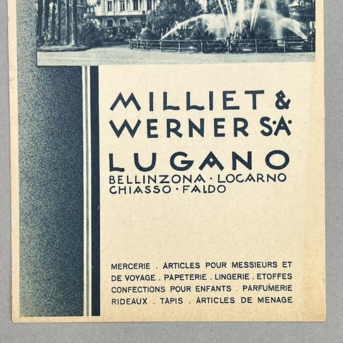 MENÚ DE RESTAURANTE DE COLECCIÓN Suiza Hotel Weisses Kreuz-Schiller Lugano de los años 30 - Imagen 8 de 8