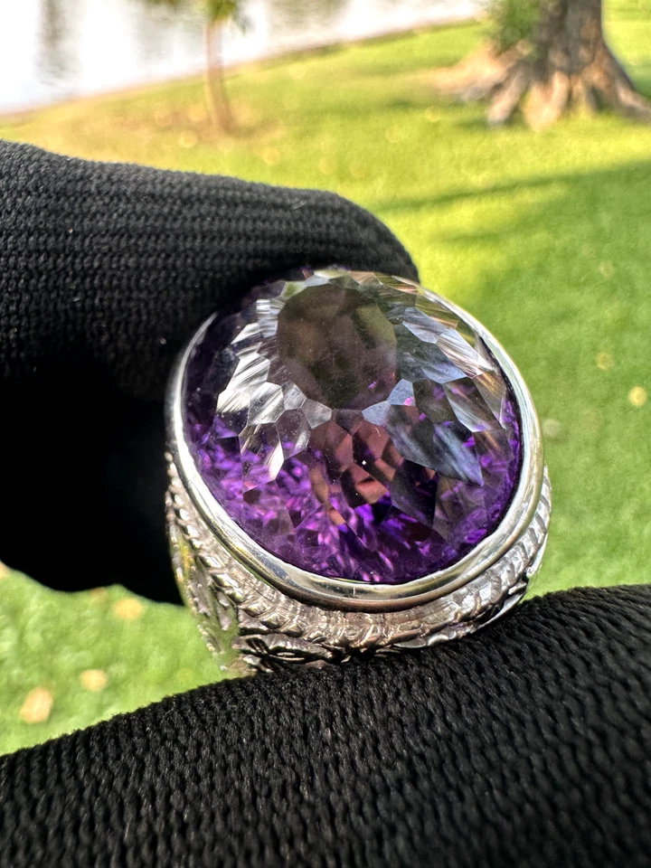 Amethyst Silver Men Ring 925 Silver February Birthstone - Image 2 of 4