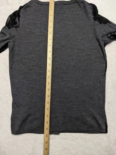 Talbots Womens M Gray Flower 100% Italian Merino Wool Button Cardigan Sweater - Afbeelding 8 van 10