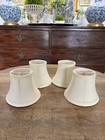 Set Of Four  Silk Off White Eggshell Chandelier Clip Lamp Shades 4”
