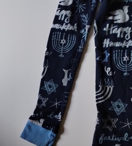 Boy Girl Kids Size 10 Long Sleeve Pants Hanukah hanukkah Blue Pajamas PJ Set - Picture 13 of 14