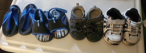 Lot of 4 Pairs Boy Toddler Shoes Sizes 5: Sandals, Sneakers, Water Shoes - Picture 1 of 7