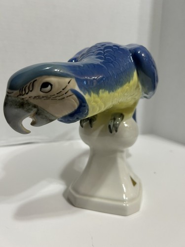 16 Zoll Vintage Royal Dux BLAUER ARAS PAPAGEI Porzellan VOGELFIGUR Tschechoslowakei - Bild 3 von 9