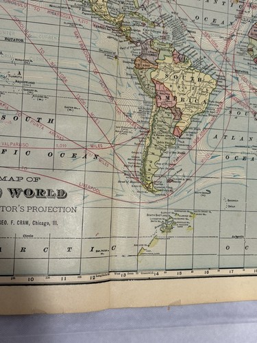 1903 Pictorial Atlas World Map Page Excerpt 14" x 22” Old Antique Original Nice - Picture 7 of 18