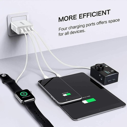 Dual PD Fast Charger 40W 4 USB Port Wall Adapter Power Type C QC3.0 for iPhone - Picture 25 of 32