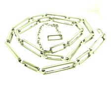 Silver Tone Square Metal Chain Link Belt 10 mm 36 to 43 inch