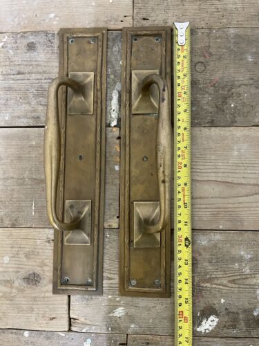 Pair Of Large Reclaimed Antique Brass Door Handles 15 inches or 380mm - Picture 4 of 16