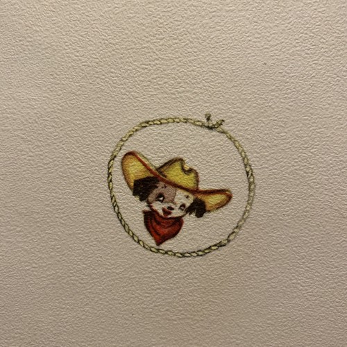 Tarjeta de feliz cumpleaños vintage de los años 40 perro vaquero montar a caballo con lazo Gibson P1G - Imagen 9 de 12