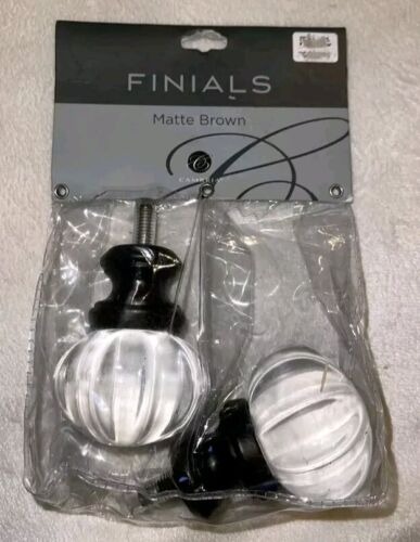 x4 Cambria Classic Luminous Finials Matte Brown Clear Acrylic Screw On Curtain - Picture 6 of 12