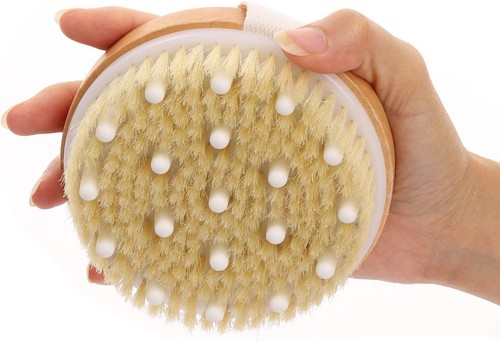 Cepillo de cuerpo seco con ganglios de masaje linfático | Cepillo exfoliante para piel para celulitis - Imagen 5 de 8