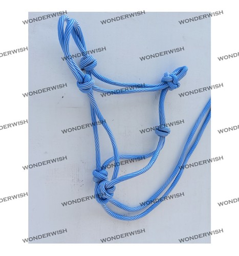Halter de cuerda de caballo forro azul cielo y blanco de nailon por deseo de maravilla - Imagen 2 de 4