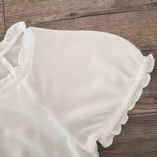 Ann Taylor Loft Short Sleeve Blouse Ivory White Size Medium - Picture 3 of 14