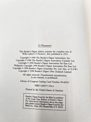 O PIONEERS! Willa Cather Reader’s Digest World's Best Reading Hardcover V Good - 第 4/8 張圖片