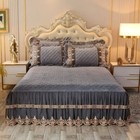 Luxury Lace Embrodery Velvet Quilted Bedspread King Pillow Shams 3pcs Sheet Soft