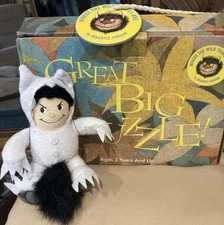 Great BigFloor Puzzle Where The Wild Things Are  & Plush Max In Wolf Costume.