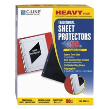 C-Line Traditional Polypropylene Sheet Protector Heavyweight 11 x 8 1/2 50/BX