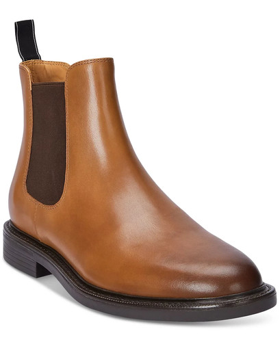 Polo Ralph Lauren D3782 Men's Asher Leather Chelsea Boots Tan Size 7D
