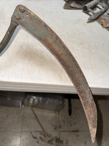 Vintage Sensensichel primitiv Ernte Messer Holzgriff Bauernhof Werkzeug Sensenmann. - Bild 5 von 11