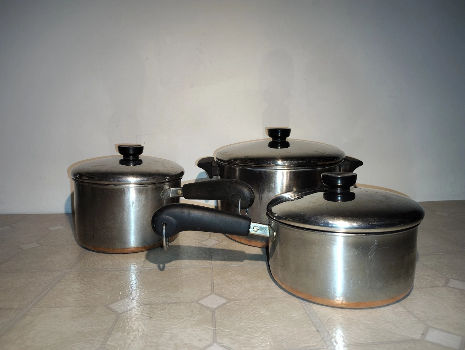 Revere Ware Copper 1801 Clinton ILL Dutch Oven + 2 Sauce Pans w/ Lids (Lot of 3)