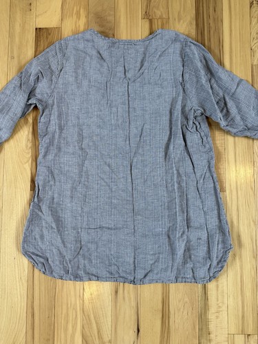 Flax Tunic Top Shirt Medium Gray 100% Linen Lagenlook Minimilist Oversized - Picture 7 of 7