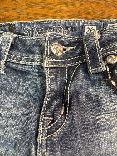 Miss Me Damen Medium Wash Fading Boot Cut Jeans Größe 26 - Bild 4 von 18