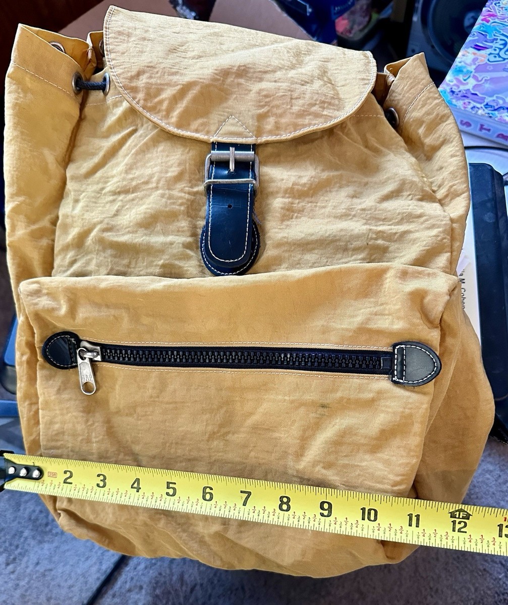 Vtg 90s Y2K Gap Mustard Yellow Rucksack Nylon Grunge School