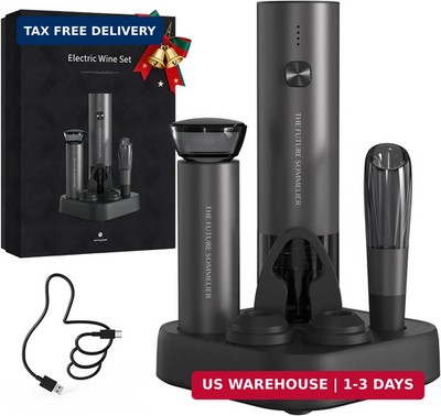 CIRCLE JOY Rechargeable Electric Wine Opener Set 7-in-1 Aluminum Alloy Wine Gift