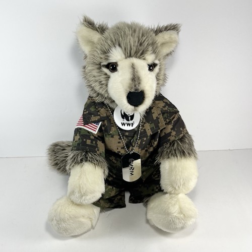 Build A Bear WWF Gray Wolf Plush W/ Military Camo Outfit- 2009 Retired - Picture 1 of 11