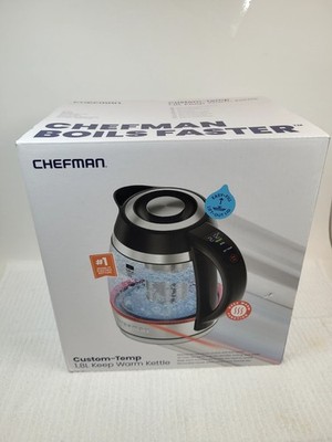 Chefman Custom-Temp 1.8L Glass Electric Kettle, Digital Temp Control, 1500W