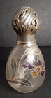 Vintage Daum? Nancy? Tiffany? Etched Enameled Glass Lampe Berger w/ Pewter Top