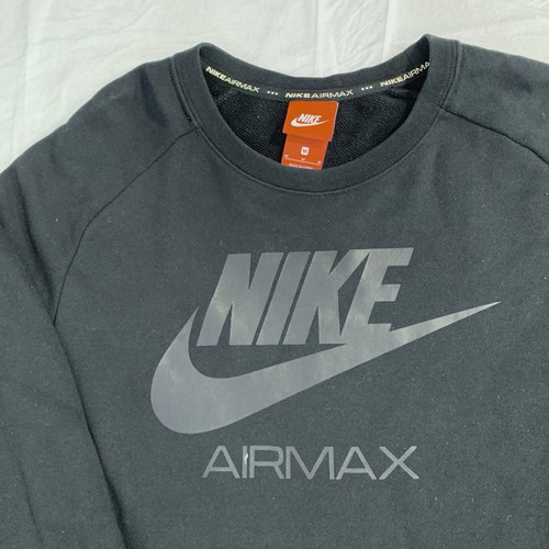 Nike Airmax Crewneck Sweater Black Men's Medium NSW Sleeve Pocket with Zipper - Picture 2 of 20