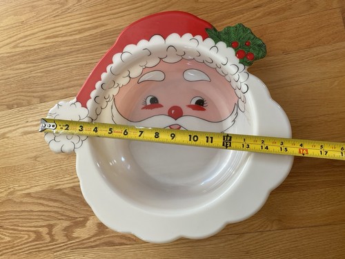 2er Set Vintage 80er Hartplastik Weihnachtsmann Gesicht Weihnachten Party Schale Platte Deko - Bild 17 von 19