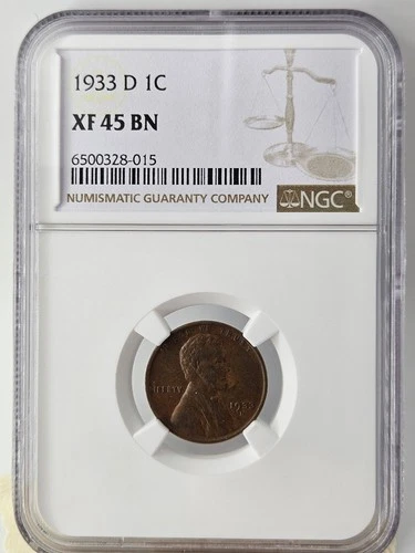 1933-D NGC XF-45 BN Lincoln Wheat Cent