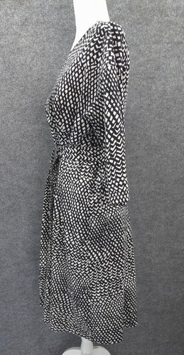 Vestido Marimekko Shift Mujer EU 34 Manga 3/4 Midi Negro Geo Diseñador Algodón - Imagen 4 de 16
