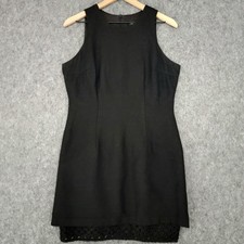 Shelli Segal Dress Womens 10 Black Sleeveless Sheath Eyelet Lace Hem USA Zip