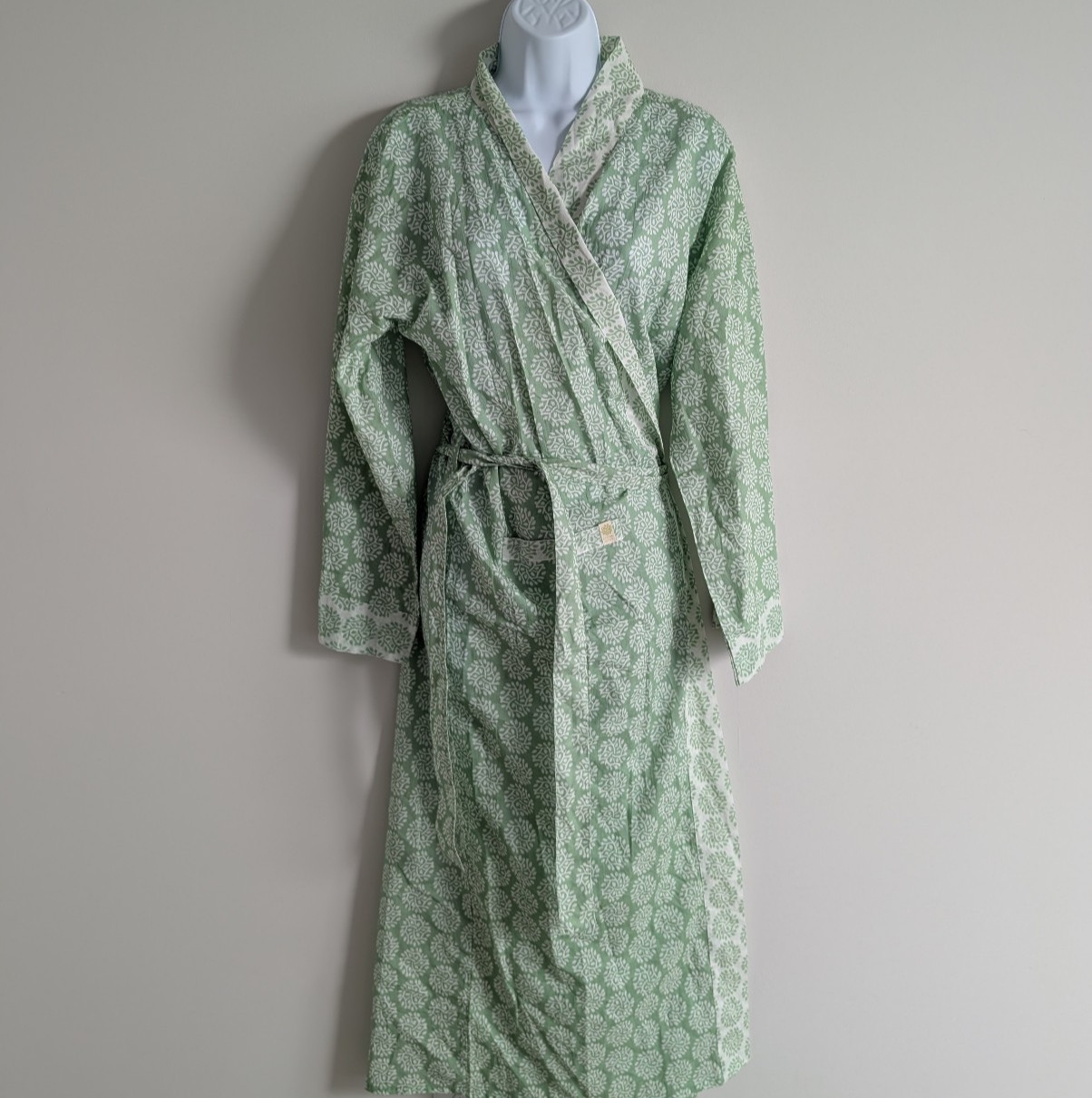 Darling Cotton Robe Womens One Size Stono Oaks Block Print India Boho Natural