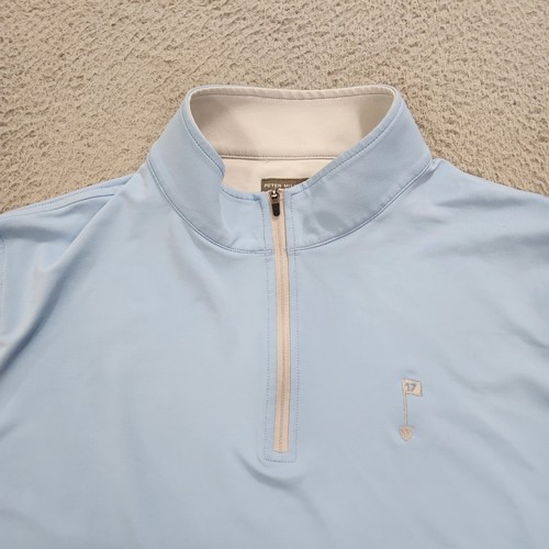Peter Millar Pullover Herren XL blau Perth Performance Quarter Zip Golf Logo Punkte