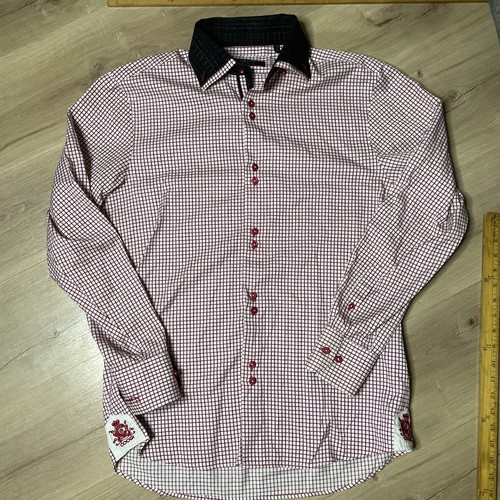 Chemise habillée homme Coogi luxe rouge blanc double col boutonnée taille L excellent état
