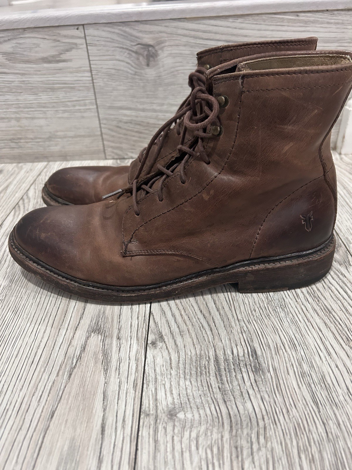 's Size 9d 87124 Lace Up Brown Leather Casual Ankle Bootie