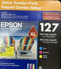 Epson 127 XL Tri Color Ink OEM Cartridges Cyan Magenta Yellow EXP 8/2026