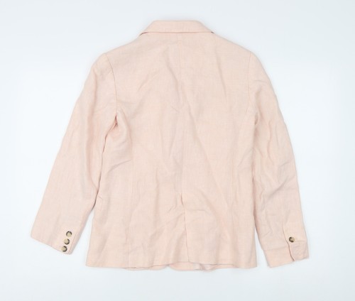Massimo Dutti Pink Linen Blazer Women Size 10 - Picture 2 of 12