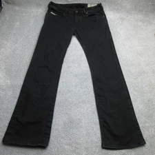 Diesel Jeans Mens W33 L32 Black Denim Zatiny 0R84A Bootcut Regular Button 7113